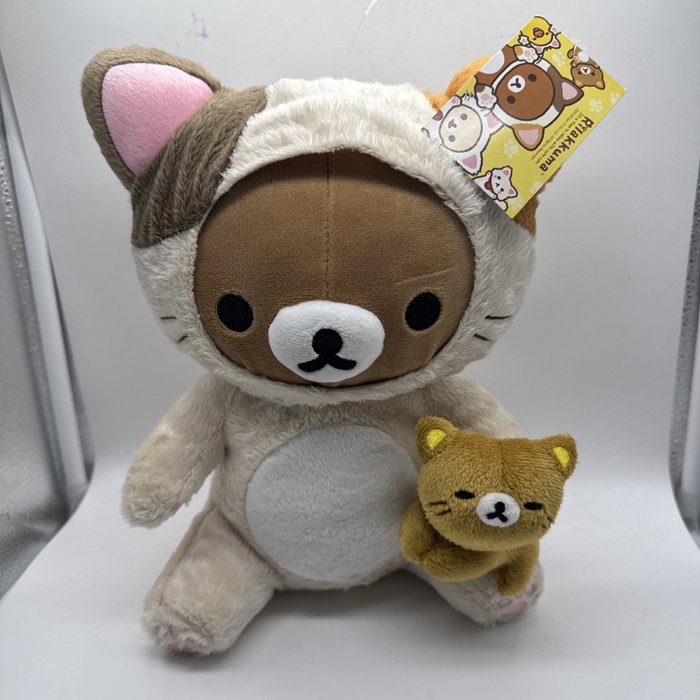 Rilakkuma In Calico Cat Mascot Costume With Pet Cat Plush Doll 10" NWT
